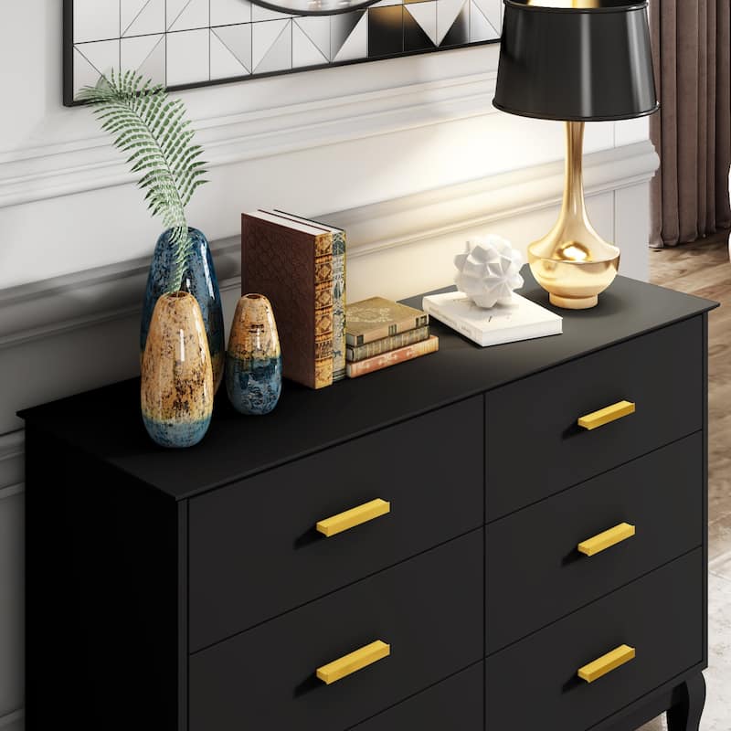 6 Drawer Dresser Modern Wood Storage Chest of Drawers for Living Room