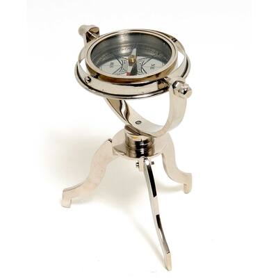 HomeRoots 5" X 5" X 8.5" Gimbaled Compass On Tristand - 5' X '8.5' X '5