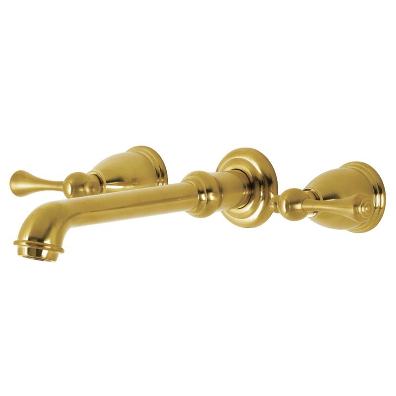 Kingston Brass English Country 3-Hole Wall Mount Roman Tub Faucet - Brushed Brass
