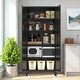 preview thumbnail 11 of 16, Anmytek 71" Tall Metal Storage Cabinet with 2 Doors and Adjustable Shelves Black for Bedroom Living Room Kitchen