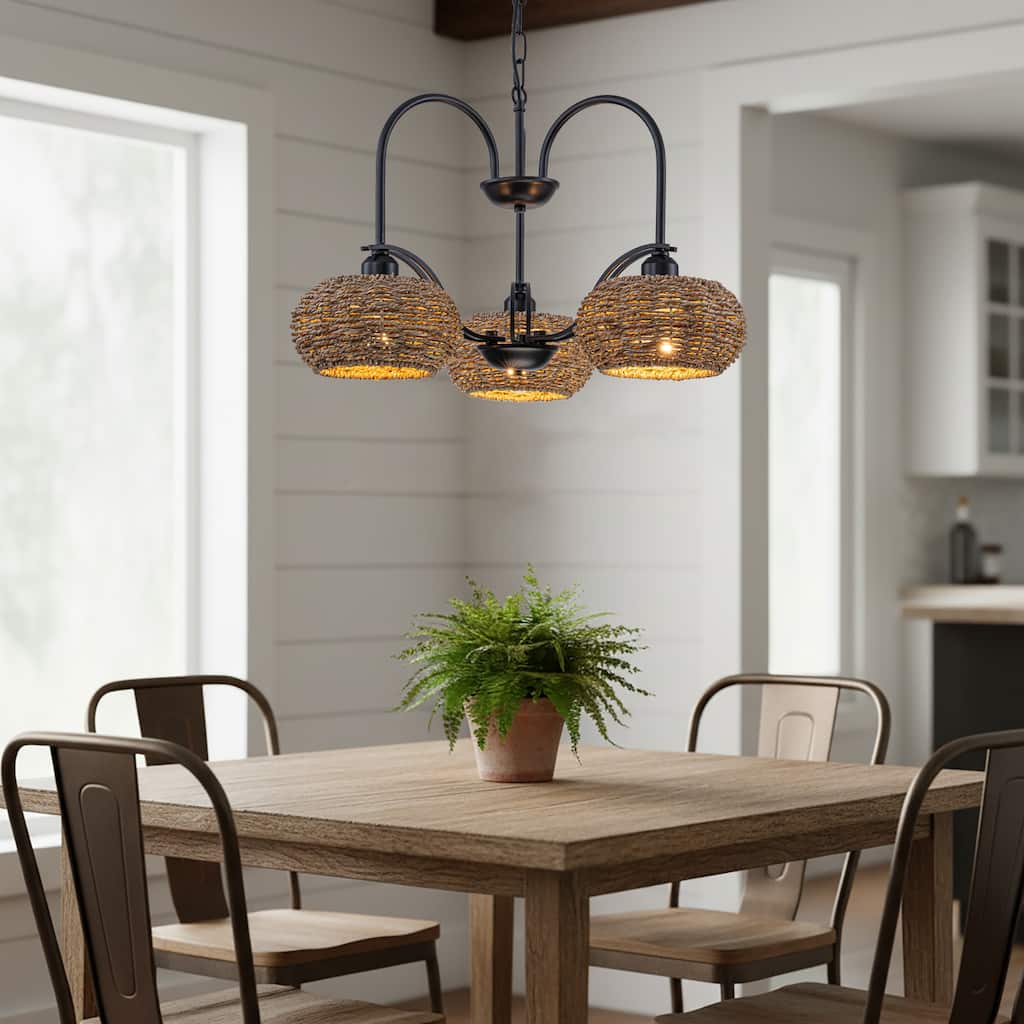 Vesper 3-light Modern Farmhouse Rustic Chandelier - 16 in. Tall/22 in. Wide
