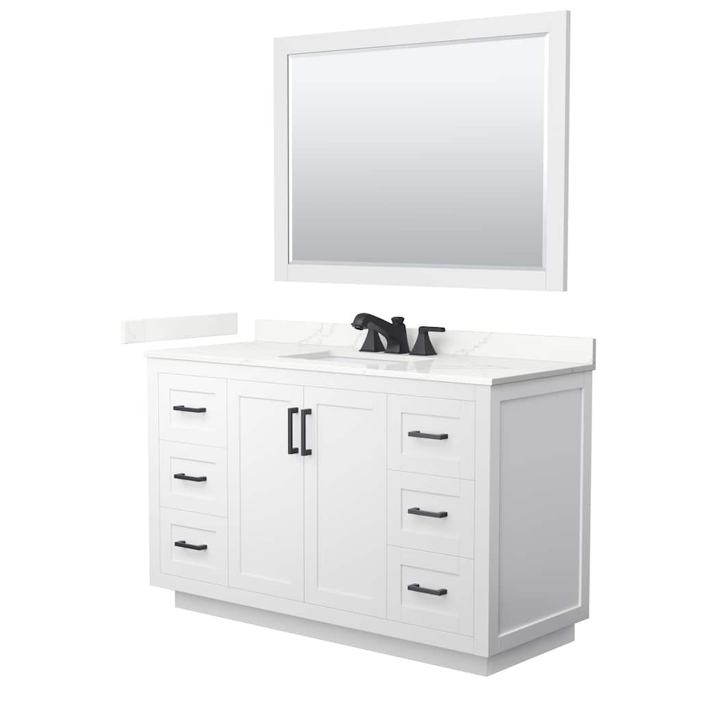 Miranda 54-inch Single Vanity, Quartz Top, 46-inch Mirror