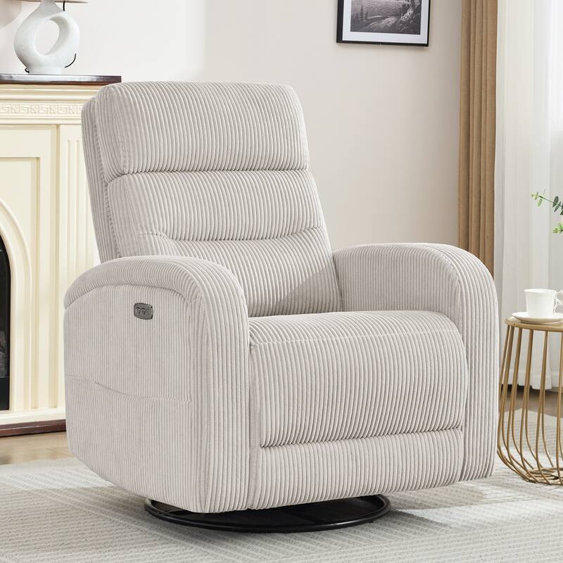 Aemeios Power Swivel Rocker Recliner with USB and Type C Port - Camel - Corduroy
