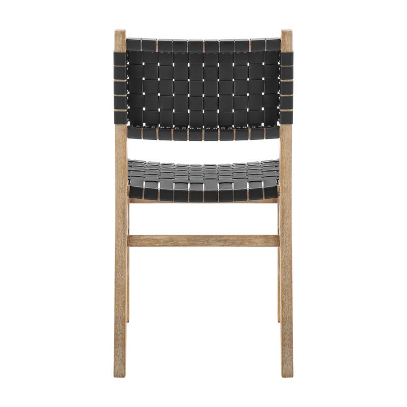 NPD Furniture Marco Faux Leather Dining Side Chair Drift Wood Frame (Set of 2)