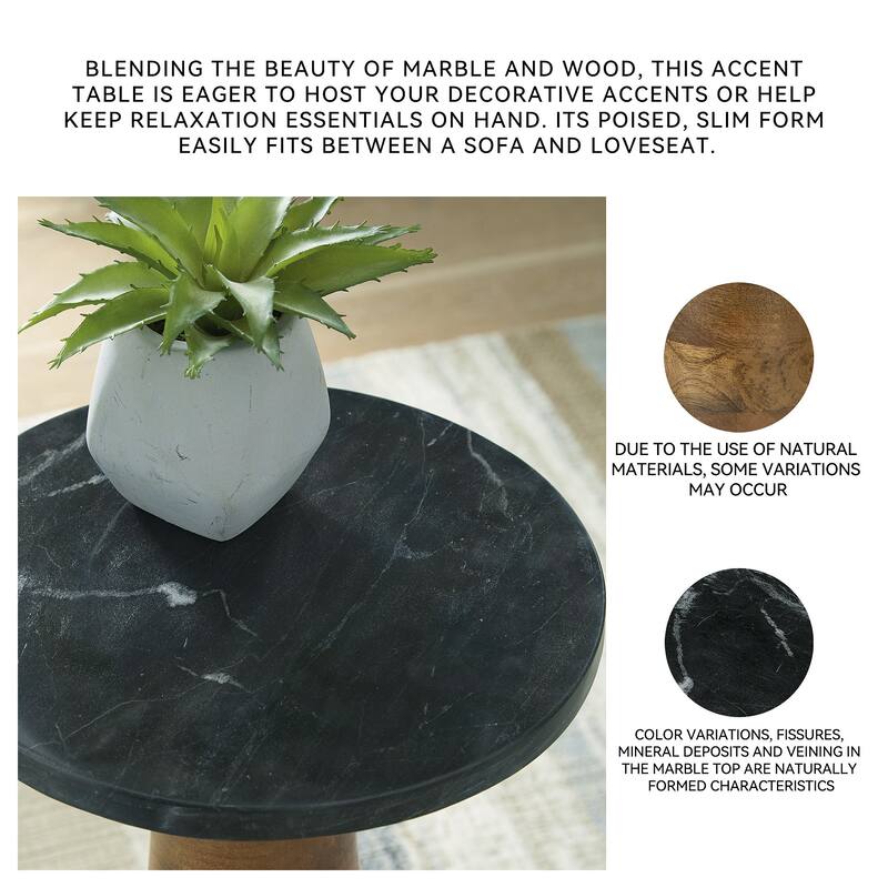Signature Design by Ashley Quinndon Brown/Black Accent Table - 10.13" W x 10.13" D x 23" H