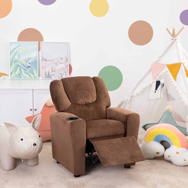Pushback Kids Recliner Chair with Footrest & Cup Holders - Ultimate Comfort for Toddlers