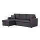 preview thumbnail 1 of 3, 82 Inch Reversible Sleeper Sectional Sofa with Storage Chaise, Dark Gray Black