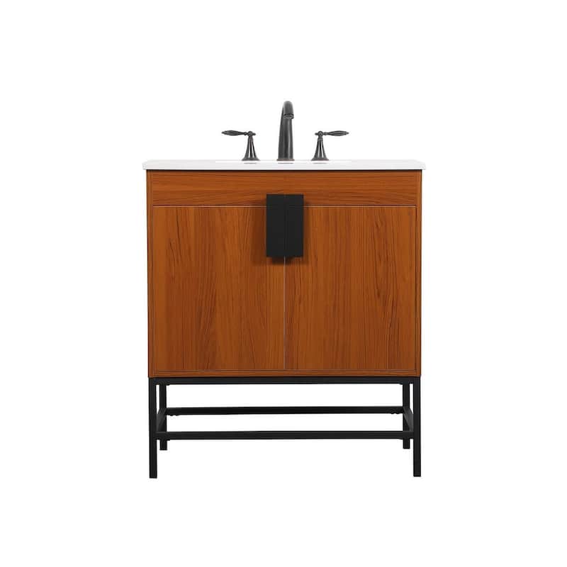 Elegant Lighting VF48830M Eugene 30" Free Standing Single Basin Vanity - Teak - Wood Finish