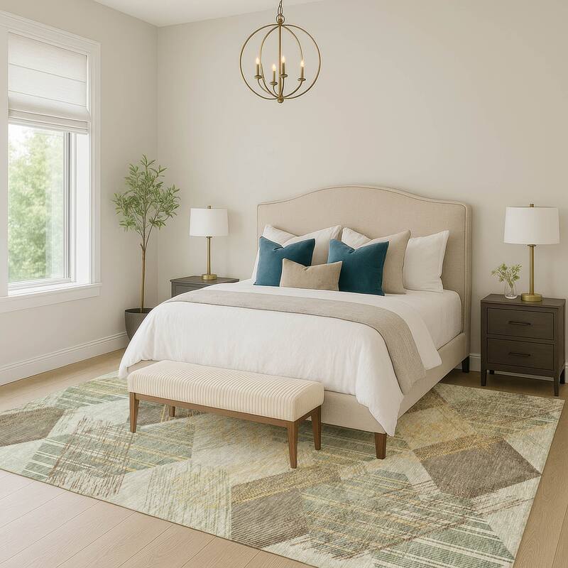 Machine Washable Indoor/ Outdoor Modern Hotchkiss Chantille Rug