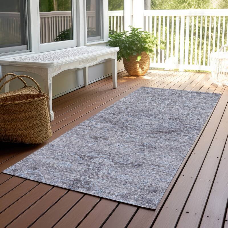 Machine Washable Indoor/ Outdoor Vintage Traditional Chantille Rug