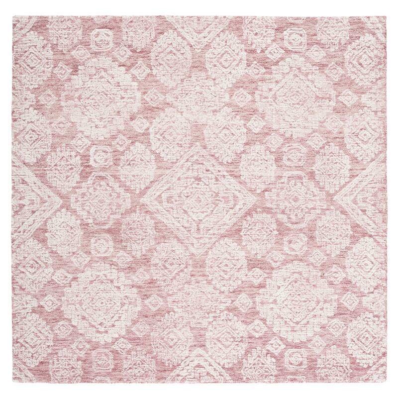 SAFAVIEH Handmade Metro Sigalit French Country Wool Rug - 6' Square - Dark Pink/Ivory
