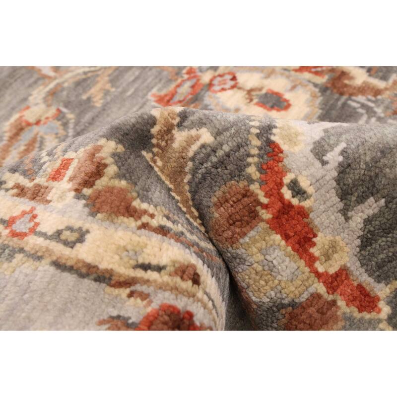 ECARPETGALLERY Hand-knotted Modern Oushak Dark Grey Wool Rug - 5'1 x 7'11