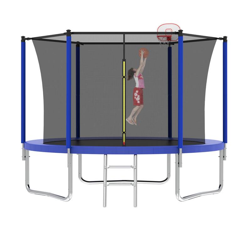 Blue Recreational Trampoline - Outdoor Backyard Fun - 96