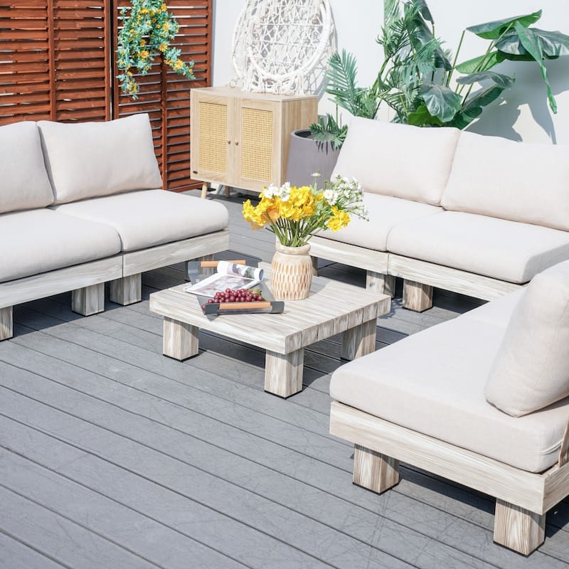 Outdoor Aluminum Conversation Sofa Set with Sponge-filled Cushion