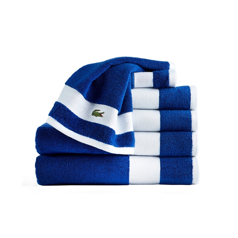 Lacoste Sport Stripe 6-Piece Supima 100% Cotton Bath Towel Set - 2 Bath Towels, 2 Hand Towels, 2 Washcloths