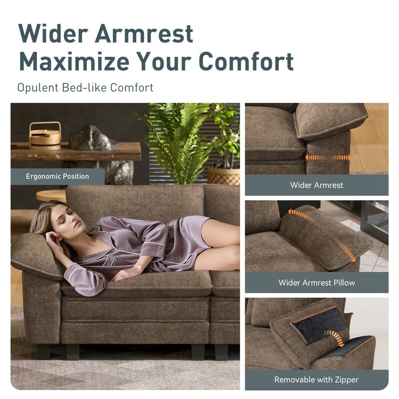 MAISON ARTS Chenille & Corduroy Modular Sectional Sofa Set, Comfy 5/6/7-Seat Living Room Couch with 3-Seater or Loveseat