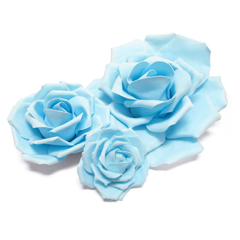 Set of 3 Large Foam Rose Flower Wall Decor Backdrop Art Crafts