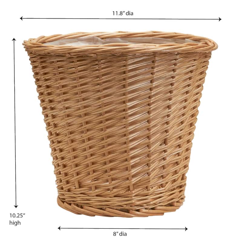 Household Essentials Wicker Waste Basket with Plastic Liner