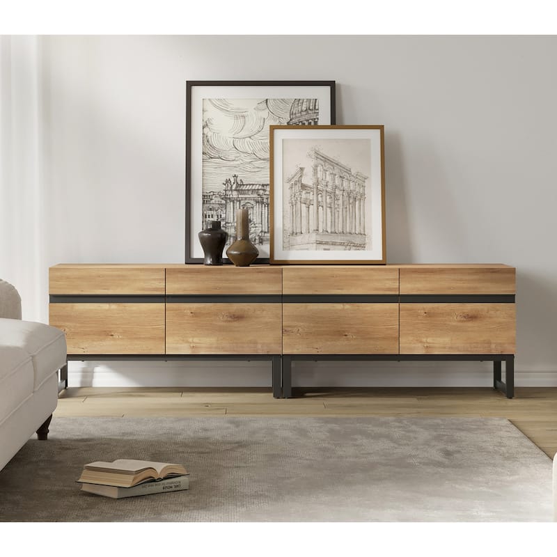 WAMPAT Modern TV Stand Entertainment Center TV Console with Storage Cabinets