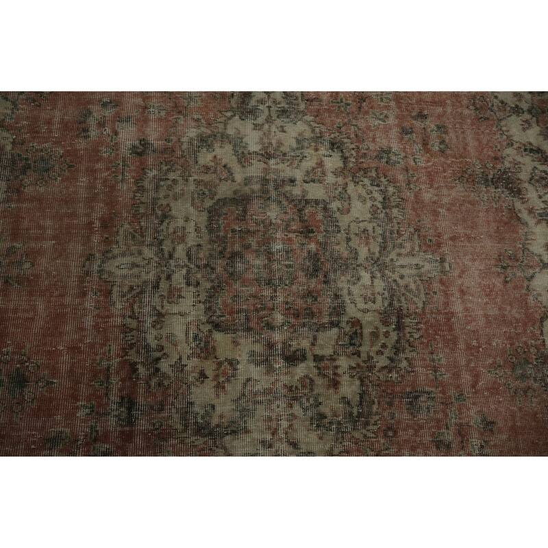 Hand Knotted Oriental 100% Wool Carpet Transitional Floral Red Anatolian Area Rug - 9' 5'' X 6' 0''