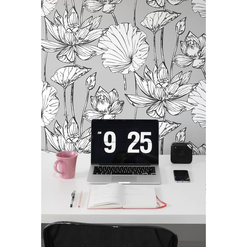 NextWall Lotus Floral Peel and Stick Wallpaper