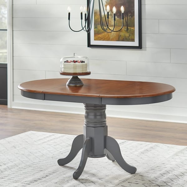 slide 2 of 9, Simple Living Solid Wood Farmhouse Table Grey/Walnut