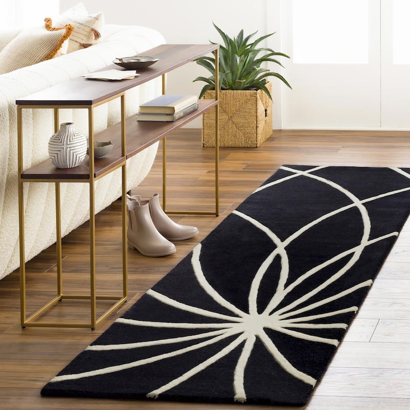 Livabliss Forum Handmade Transitional Wool Area Rug - Black - 2' 6" x 8'