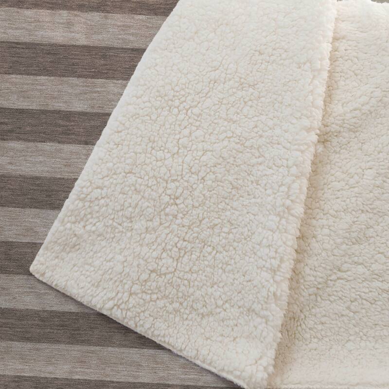 Premium Machine Washable Casual Stripes Sherpa Throw Blanket