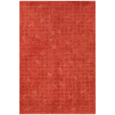 Boho Chic Overdyed Doug Rust/Orange Hand knotted Wool Rug 5'11 x 8'8 - 5 ft. 11 in. x 8 ft. 8 in.