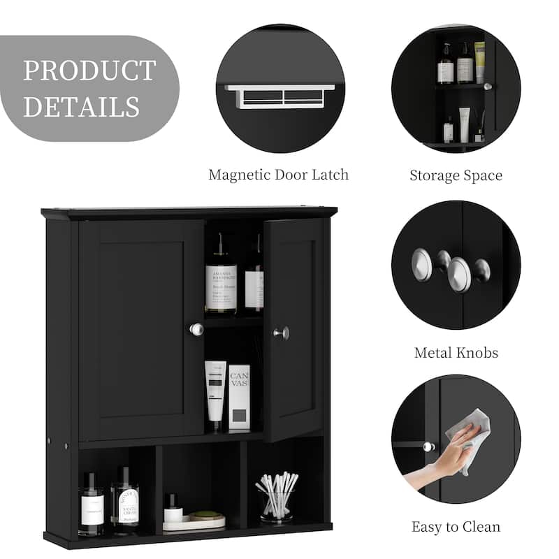 2-Door Wall-Mounted Bathroom Cabinet with Storage Space for Bathroom, Kitchen, or Office