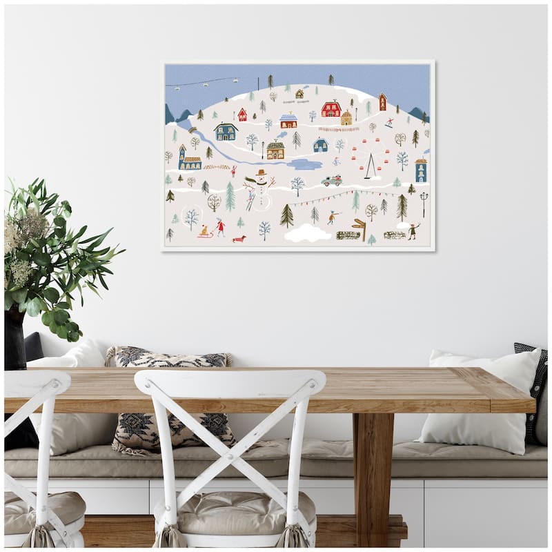 Kate and Laurel Sylvie Framed Canvas A Winter Village by Vicky Yorke