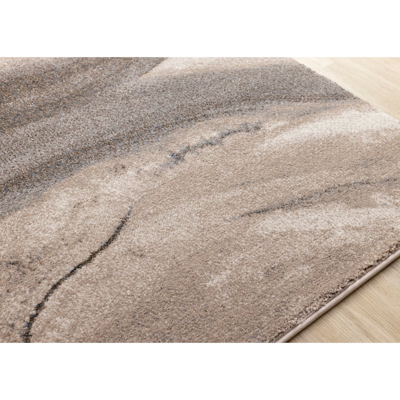 Taupe Black White Organic Layers High-Traffic Rug