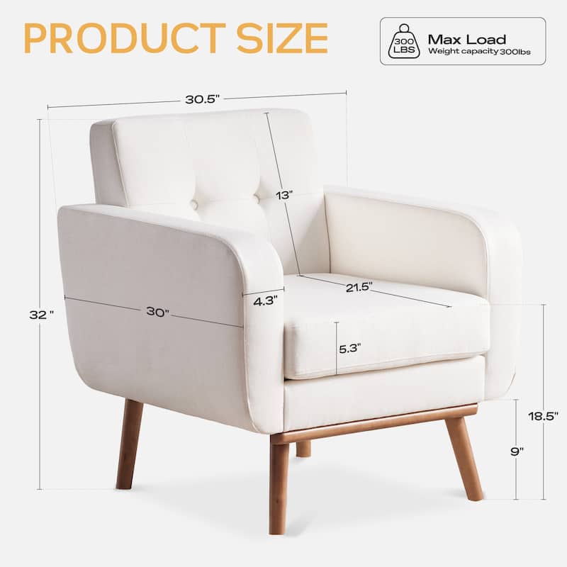 Tufted-Fabric-Upholstered-Accent Chair