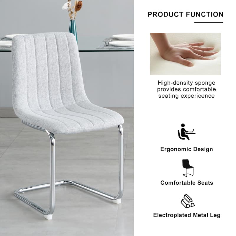 Modern Simple Light Luxury Dining Chair with Metal Leg set of 4