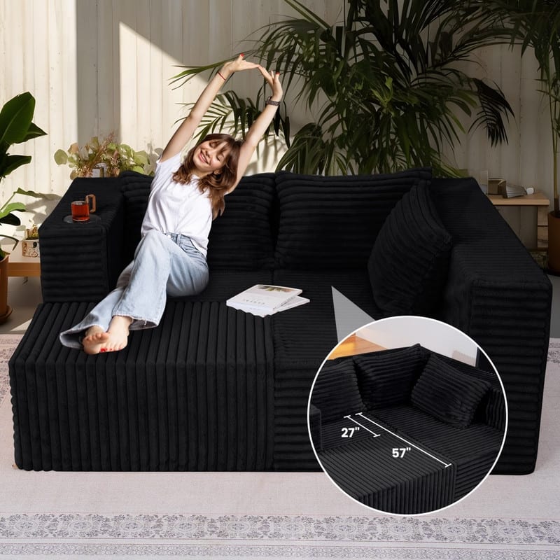 Cloud Sectional Couch with Chaise, L Shaped Modern Modular Sofa