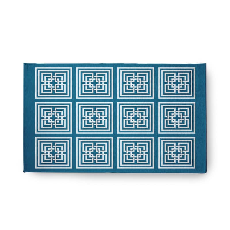 Greek New Key Rug - Unreal Teal - 18" x 30"