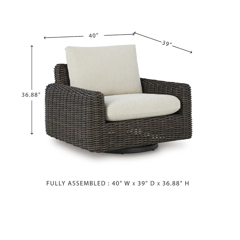 Signature Design by Ashley Kimora Brown/Beige Brown Outdoor Swivel Lounge Chair - 40" W x 39" D x 36.88" H