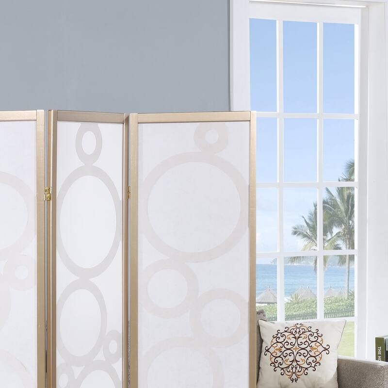 Arvada 4-Panel Wood Room Divider with Circle Pattern