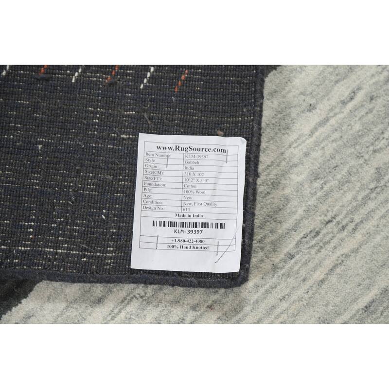 Animals Tribal Gabbeh Indian Runner Rug Handmade Wool Carpet - 3'4" x 10'2"