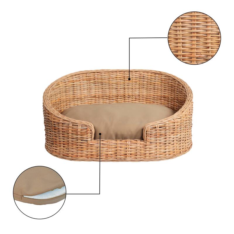 Handwoven Dog Bed with Machine-Washable Cushion