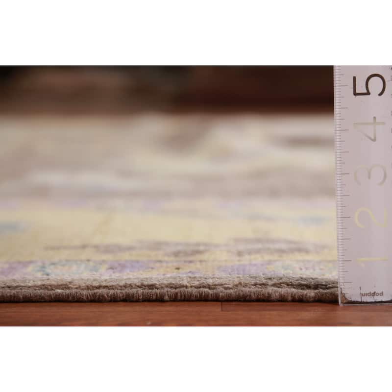 Hand Knotted Oriental 100% Wool Carpet Transitional All-Over Brown Oushak Area Rug - 11' 11'' X 9' 1''