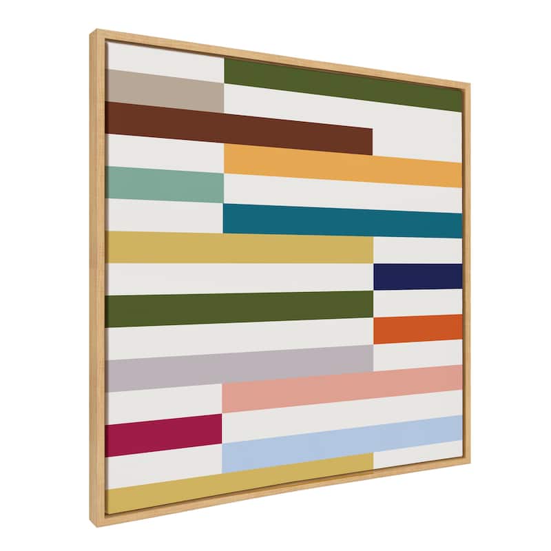 Kate and Laurel Sylvie Modern Color Block Stacks I Framed Canvas by The Creative Bunch Studio - Natural - 30x30 - Plastic - Natural