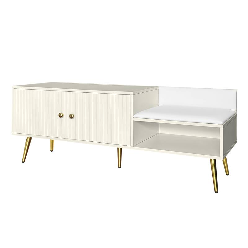 Shoe Storage Bench with Hidden Storage and Upholstered Cushions