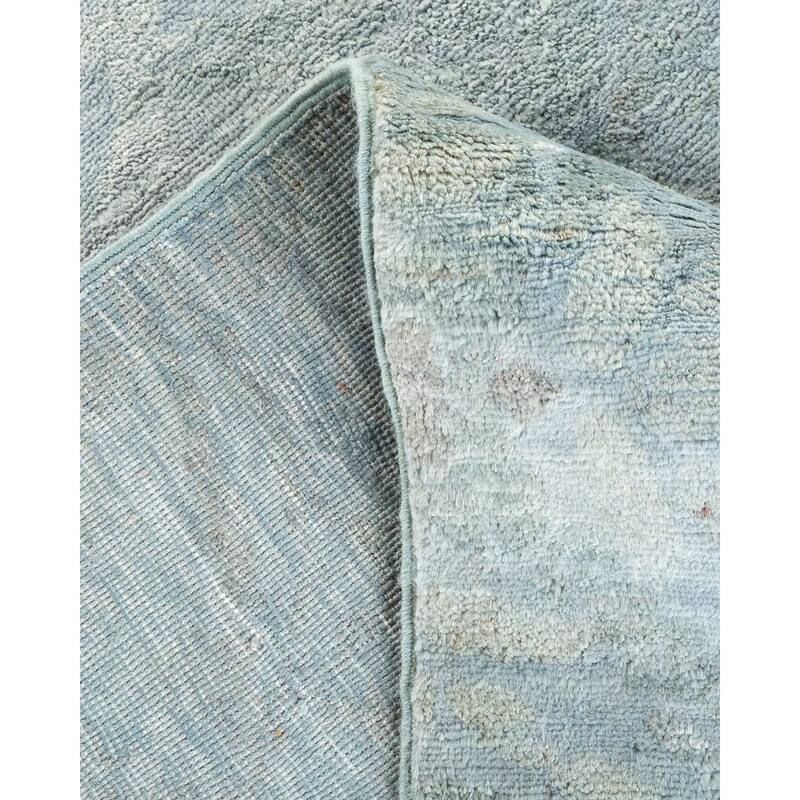 Overton Hand Knotted Wool Vintage Inspired Modern Contemporary Overdyed Blue Area Rug - 6' 0" x 12' 2"