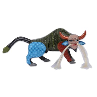 Novica Handmade Mythic Bull Wood Alebrije Sculpture