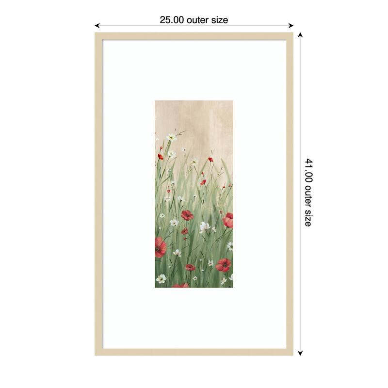 Wildflowers in Gentle Breeze No. 1 by Alex Black Wood Framed Wall Art Print - Brown