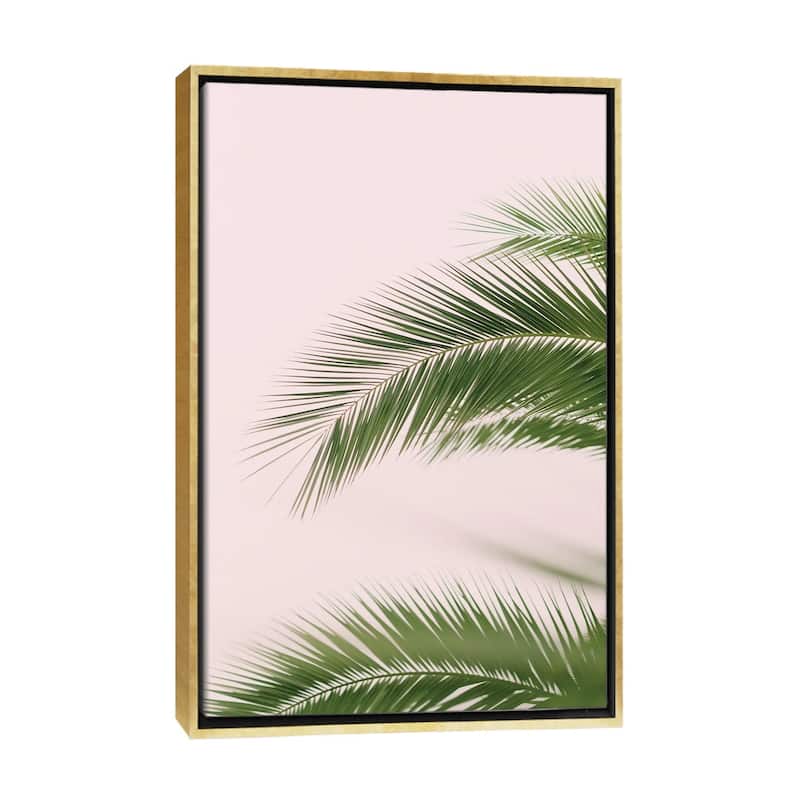 iCanvas "Pink And Green Palm Tree" by Grace Digital Art Co Framed Canvas Print - Gold - 26x18