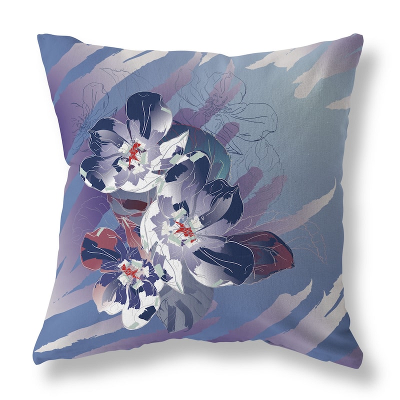 Blue And Violet Rosemary Romance Indoor/Outdoor Throw Pillow Zipper