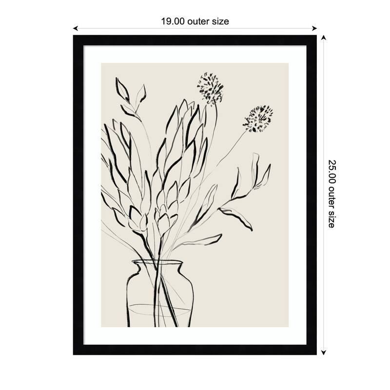 Kate and Laurel SB Protea Sketch No. 2 by Sara Berrenson Framed Wall Art Print