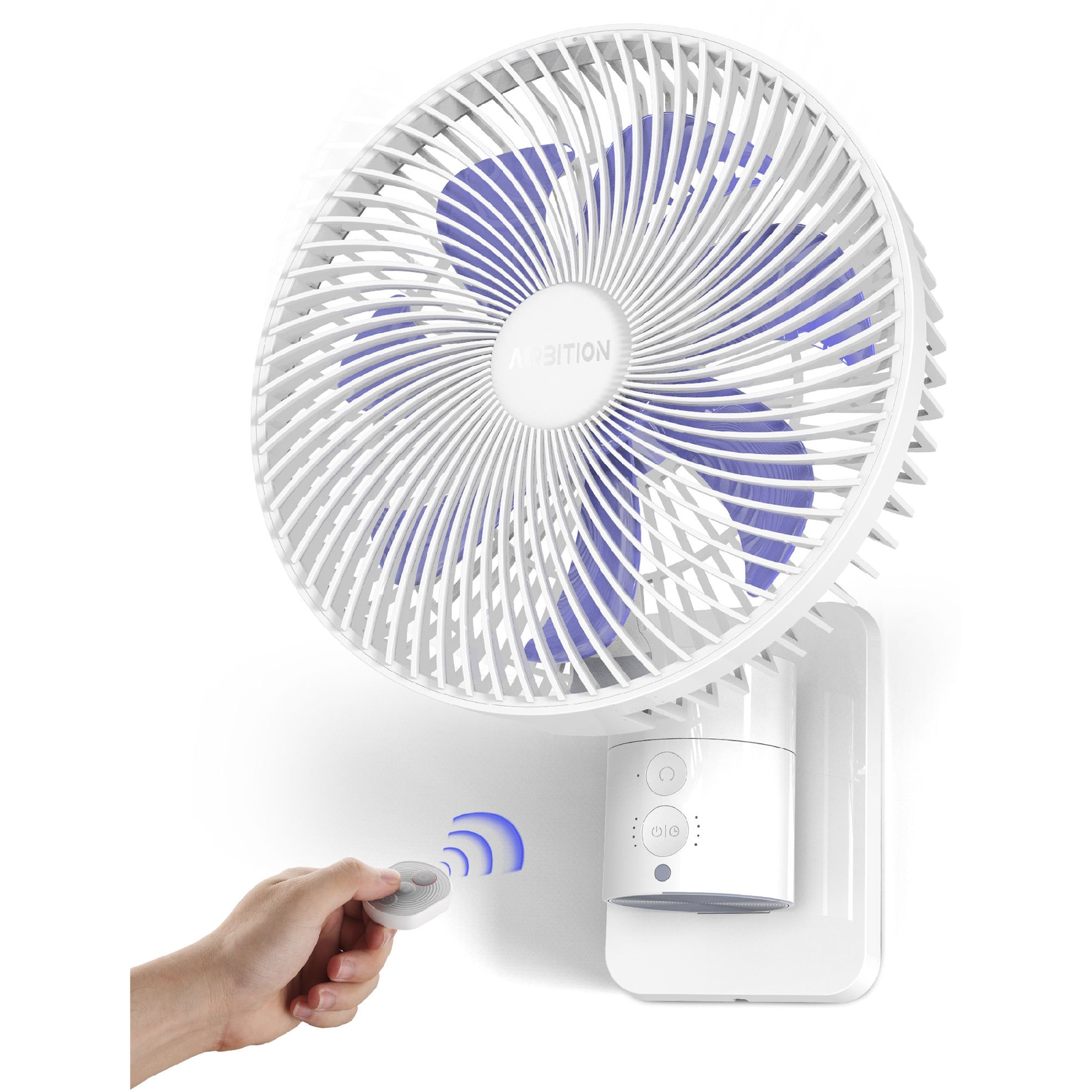 8 In Small Wall Mount Fan with Remote Control 4 Speeds Timer